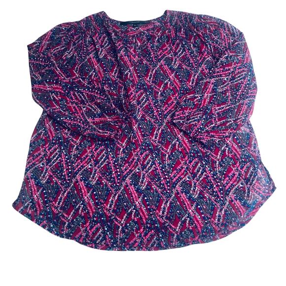 Fun 2 Fun Airy Multi Color Smocked Popover Top Kenmore Split Neck Smocked Yoke - Picture 14 of 16